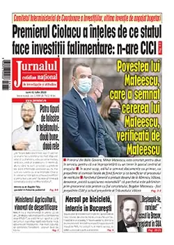 Prima pagină anunț în ziarul Jurnalul National